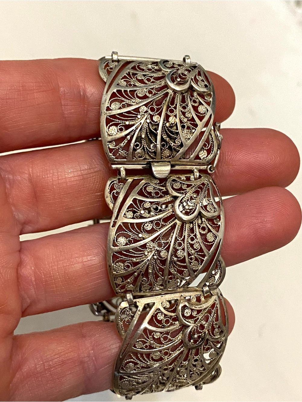 Vintage 835 Silver Spun Silver Chunky Bracelet - Picture 5 of 12